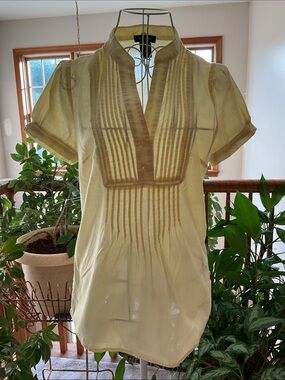 Sam & Max Sheer Pintuck Tunic Top in Light Yellow Size Medium